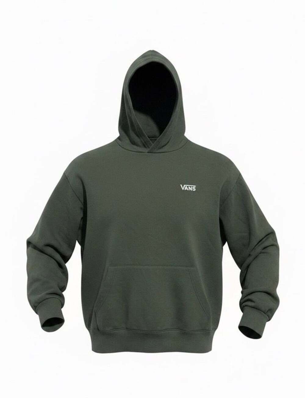 Vans Men’s Medium Green Pullover Hoodie Minimal Logo Sweatshirt Skate Streetwear